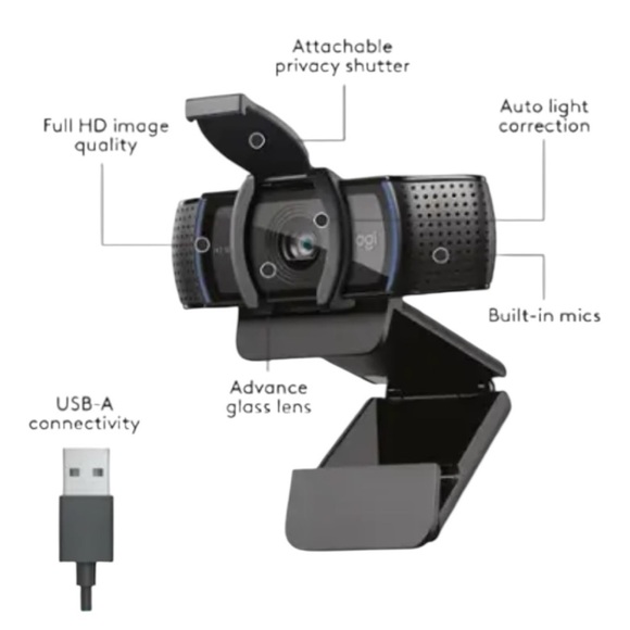 Logitech C920s Pro 1080  HD Webcam Video Conferencing, Streaming, Gaming Webcam - Picture 12 of 16